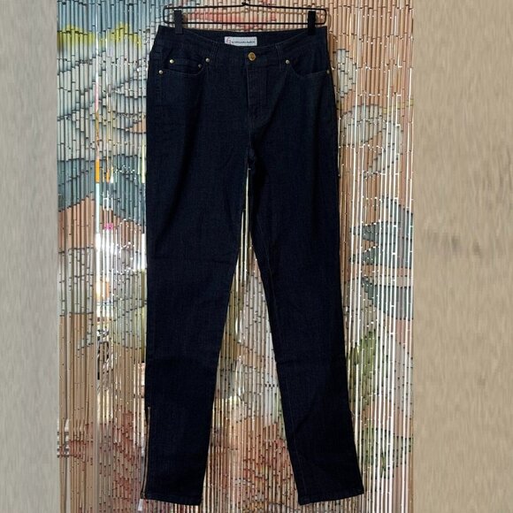 G by Giuliana Rancic Skinny Cotton Blend Denim Jeans, Ankle Zip, Indigo Blue, 10 - Picture 1 of 12